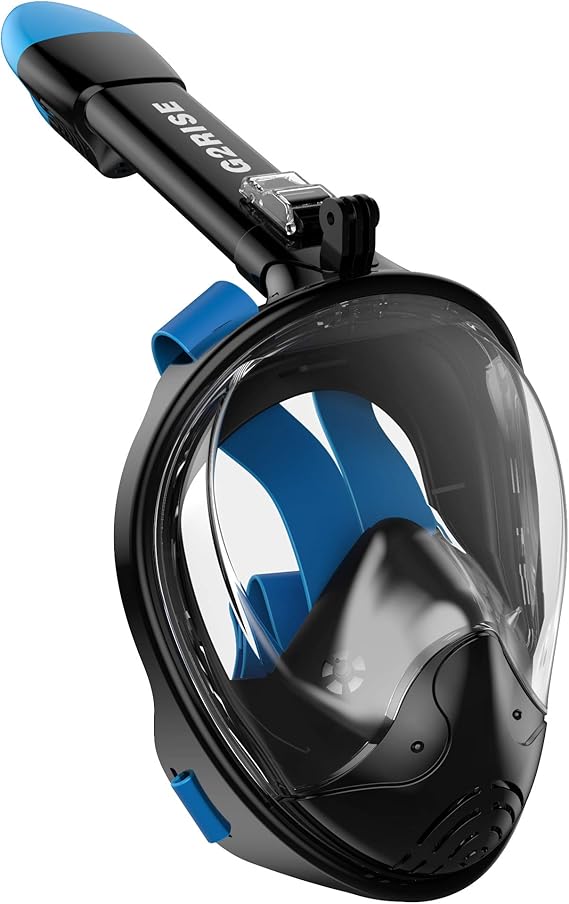 G2RISE® Snorkelmasker, duikmasker, opvouwbare CO2-veilige snorkel, volgelaatsmasker met camerapositie, voor kinderen en volwassenen